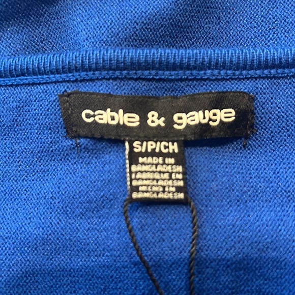 Cable & Gauge Blue Knit long Cold Shoulder Sleeves Silver Embellishments - Picture 5 of 8